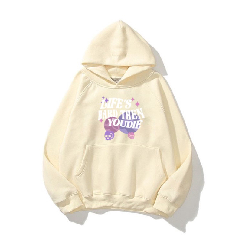 HOODIE CREAM NEW LIFE HARD ORIGINAL WHYZLTD