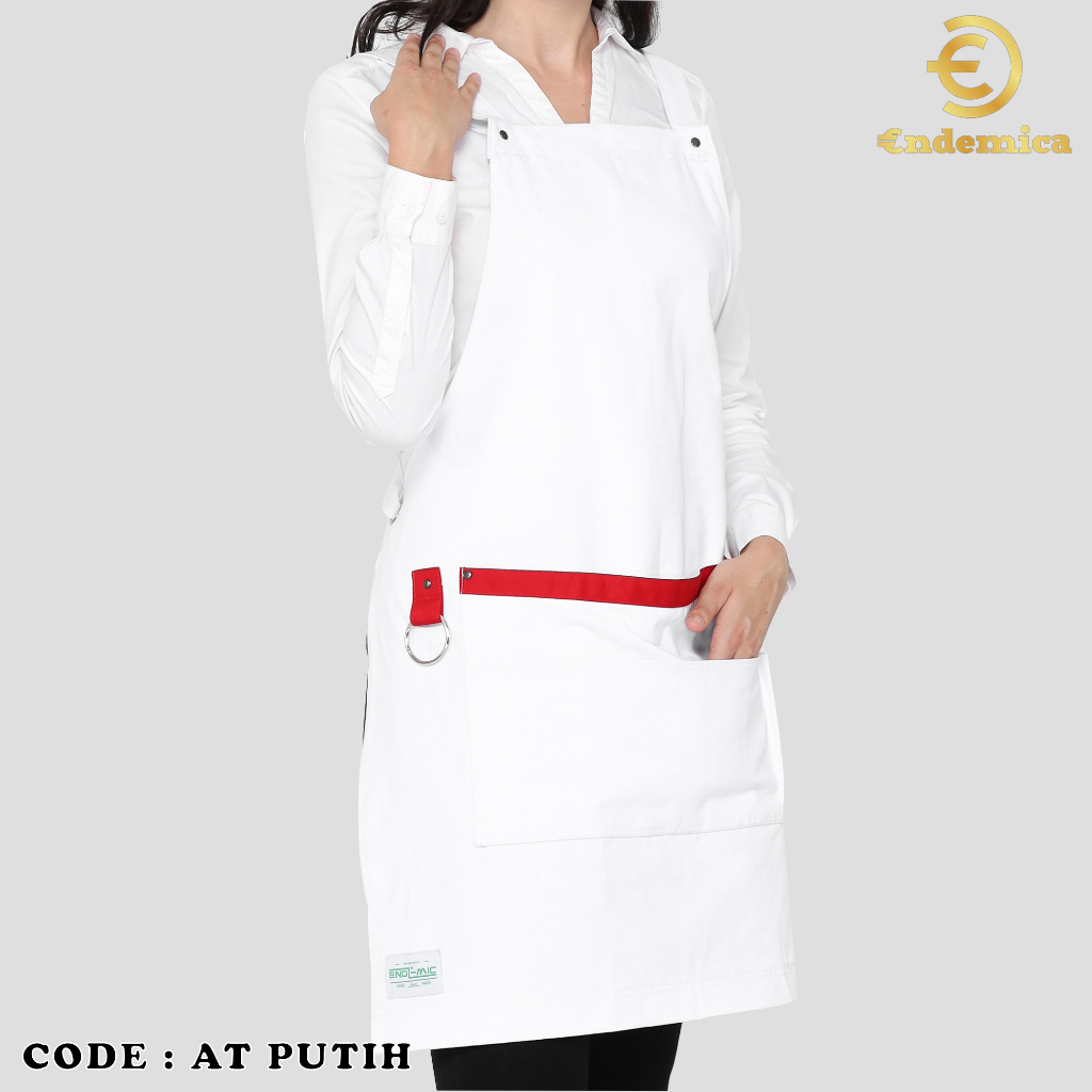 celemek masak apron chef celemek koki tali silang full cotton varian warna