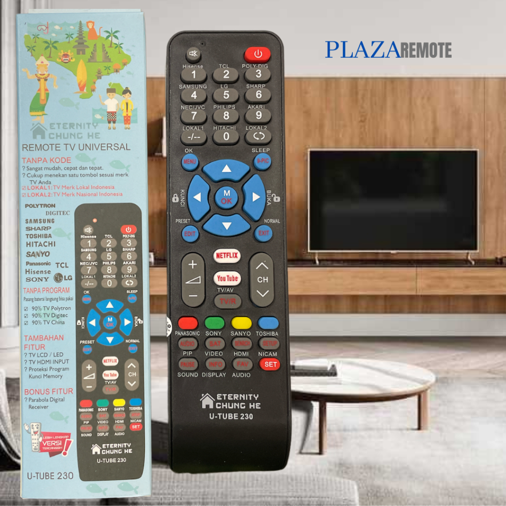 REMOTE YOUTUBE 230 SMART TV UNIVERSAL POLYTRON SAMSUNG SHARP TCL COCA