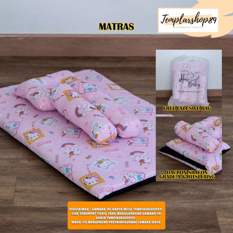 Kasur Bayi Perlengkapan Tidur Baby Baru Lahir Newborn Peralatan Matras Lipat Bantal Guling