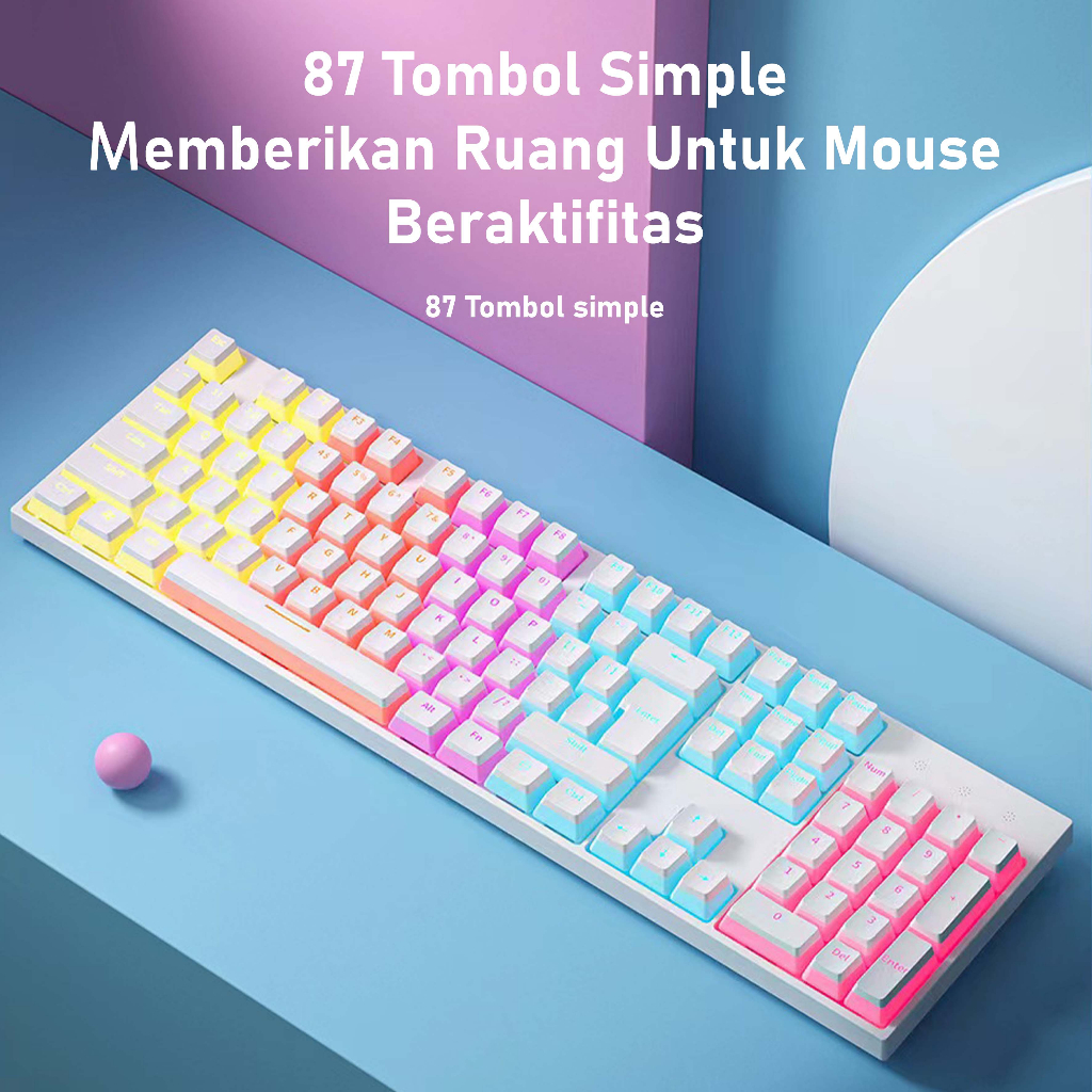 Glwoy-Keyboard Mechanical Keyboard gaming Mechanical RGB 87 tombol keyobard gaming