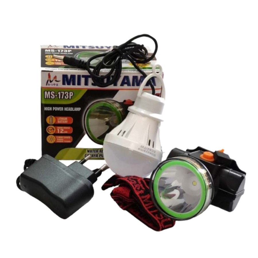 Senter Kepala 30 Watt Mitsuyama MS 173P Headlamp Outdoor Hiking 30W Lithium Ring 50 Cahaya Putih