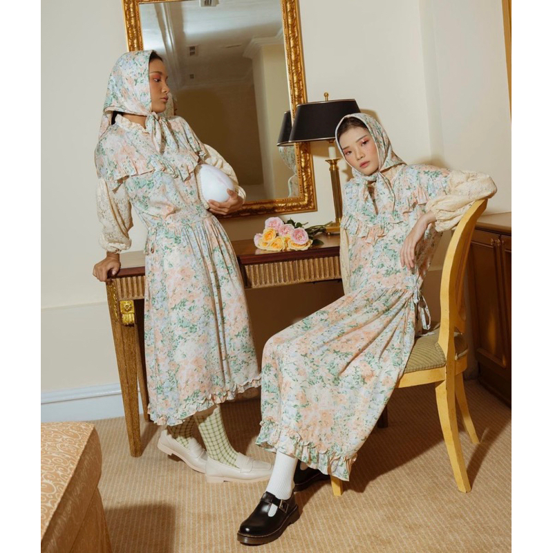 Preloved HaideeOrlin Midi Raya Alaya/preloved midi dress bunga haidee orlin/preloved gamis haidee&or