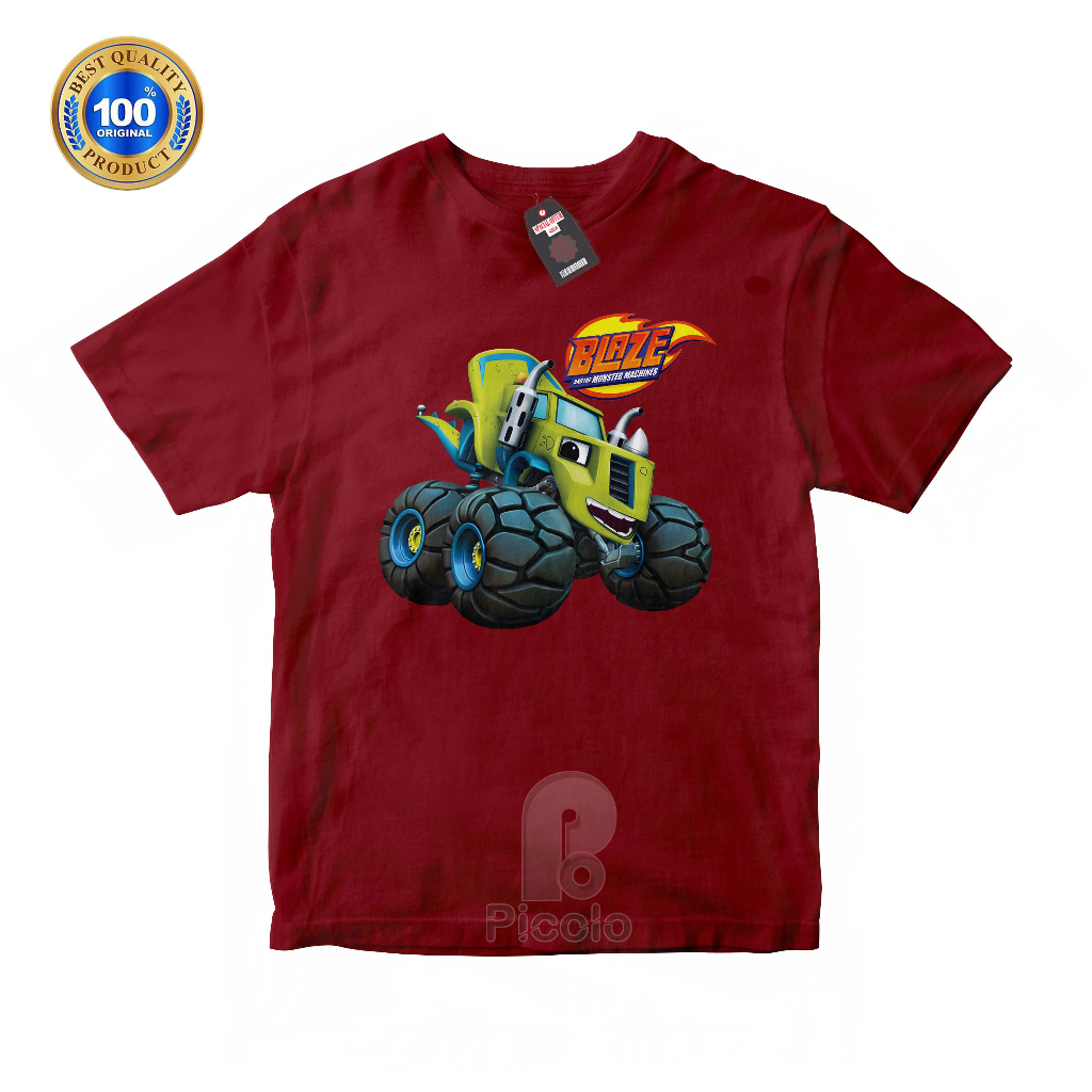 (FREE NAMA) BAJU KAOS ATASAN ANAK MOTIF KARTUN BLAZE AND THE MONSTER UNISEX Bahan COTTUN