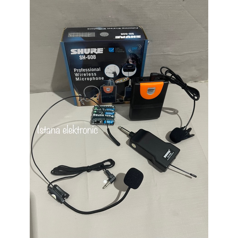 Mic wireless bando + jepit baju SH-608 Mic imam Mic bando clip on wireless
