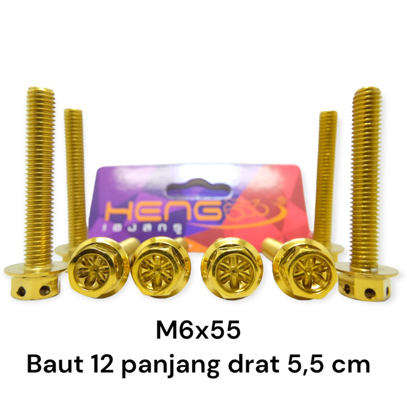 baut probolt flower gold silver HENG m8x55 8x55 drat 12 panjang 5,5cm GARANSI ORIGINAL THAILAND bos