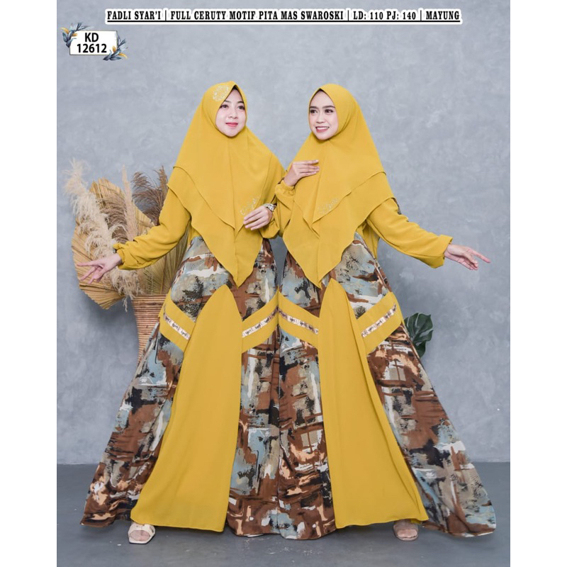 (ISI 2 PCS) 12612 FADLI - GAMIS SYARI CERUTY BABYDOLL KHUSUS 1 WARNA KUNING BY TRESNA MUSLIM