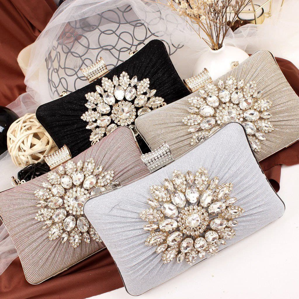 TAS IMPORT CLUTCH WANITA KONDANGAN BUNGA BESAR 20101-2