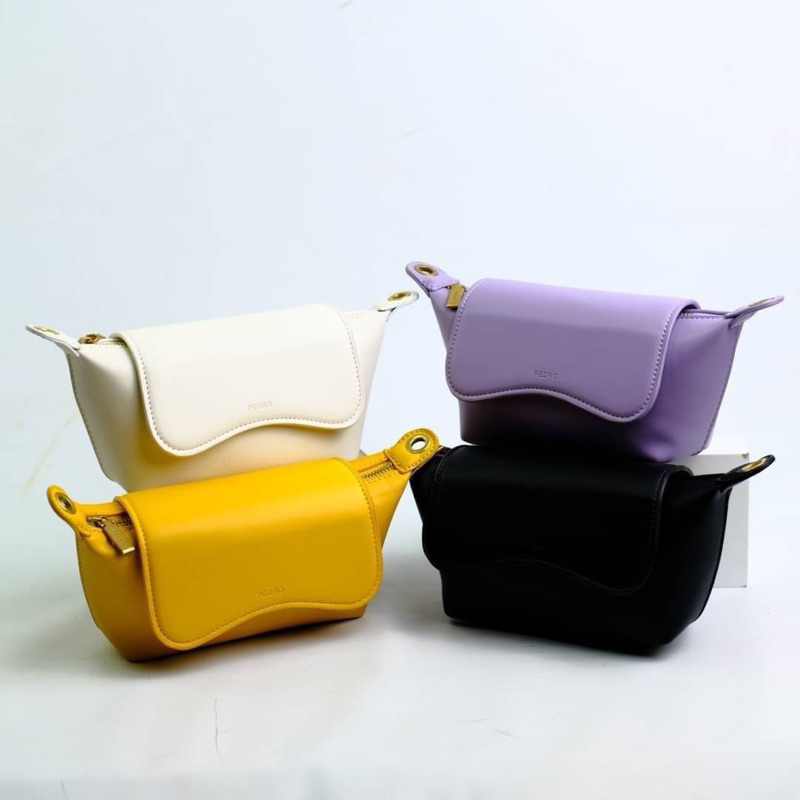 Tas Kulit Selempang Wanita PDR Mini Leather Slingbag Premium Import, Hitam Black Putih White Kuning 