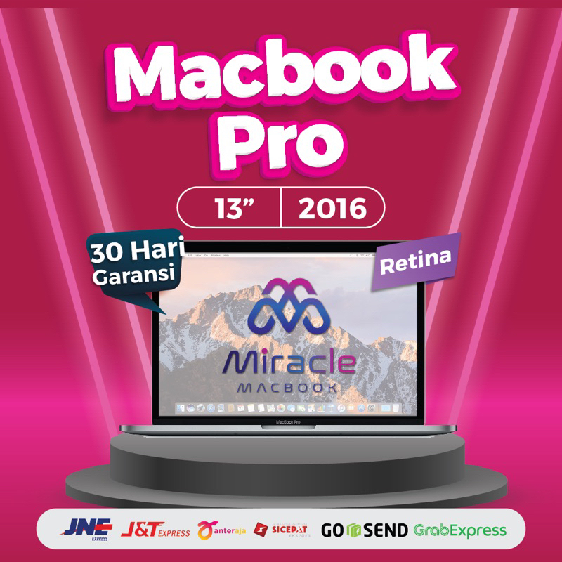 MACBOOK PRO RETINA 13&quot; 2016 RAM 8 SSD 128/256/512 GB NON TOUCHBAR SECOND ORIGINAL BERKUALITAS HARGA EKONOMIS