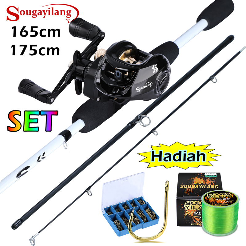 Sougayilang Joran Pancing Set 165cm/175cm 2/3 Bagian 7.2:1 18+1BB Joran Casting Set Joran Set Lengka