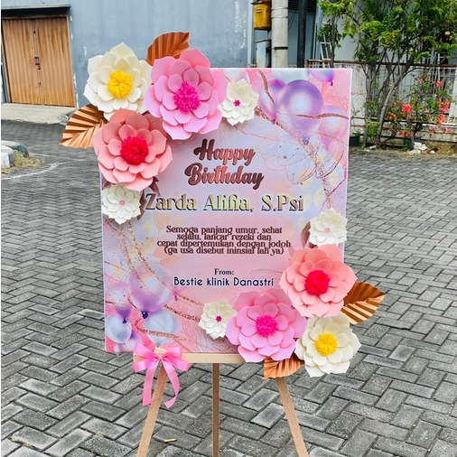 Karangan Bunga Papan Semarang / Karangan Bunga Papan Indoor / Papan Bunga Kertas Ucapan Papan Bunga Indoor/ Karangan Bunga Papan Semarang 42x60cm - Dukacita Wedding Congrats