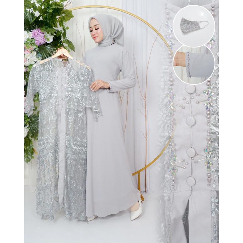 ADEENA DRESS - Dress Cardigan Lepas Pasang - Gamis Outher 2in1 - Gamis Pesta Mewah - Dress Kondangan - Dress wisuda - Baju Gamis Pesta Mewah