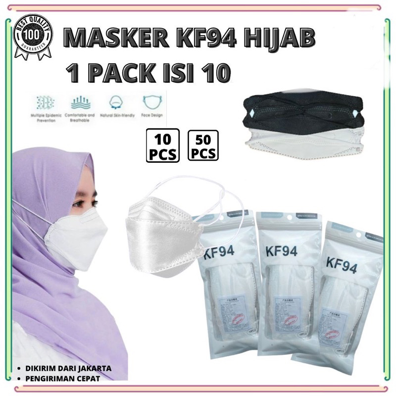 MASKER KF94 HIJAB HEADLOOP 4PLY / MASKER KN95 HIJAB HEADLOOP 5PLY (10pcs)