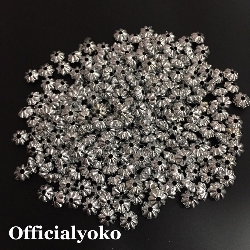 Manik Sekat Bulat Pipih Silver 6mm (15gram)