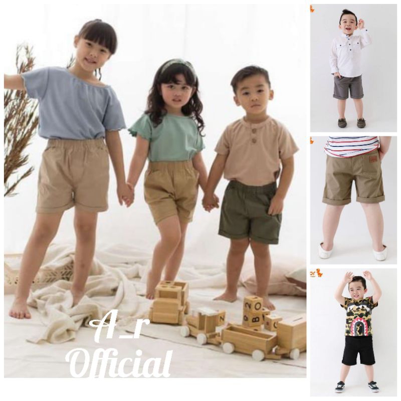 Cod!!Celana Chino Pendek anak-anak cewe/cowok bahan katun kombet Stretch