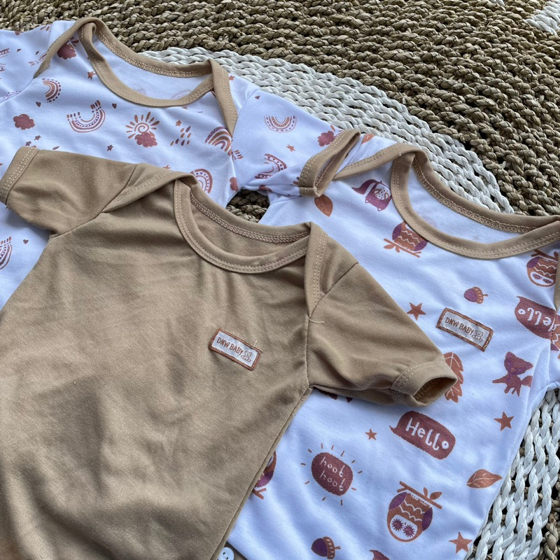 PROMO 7.7 3Pcs Jumper Bayi Bodysuit Motif Full Sablon Jumper Bayi Newborn DNW BABY