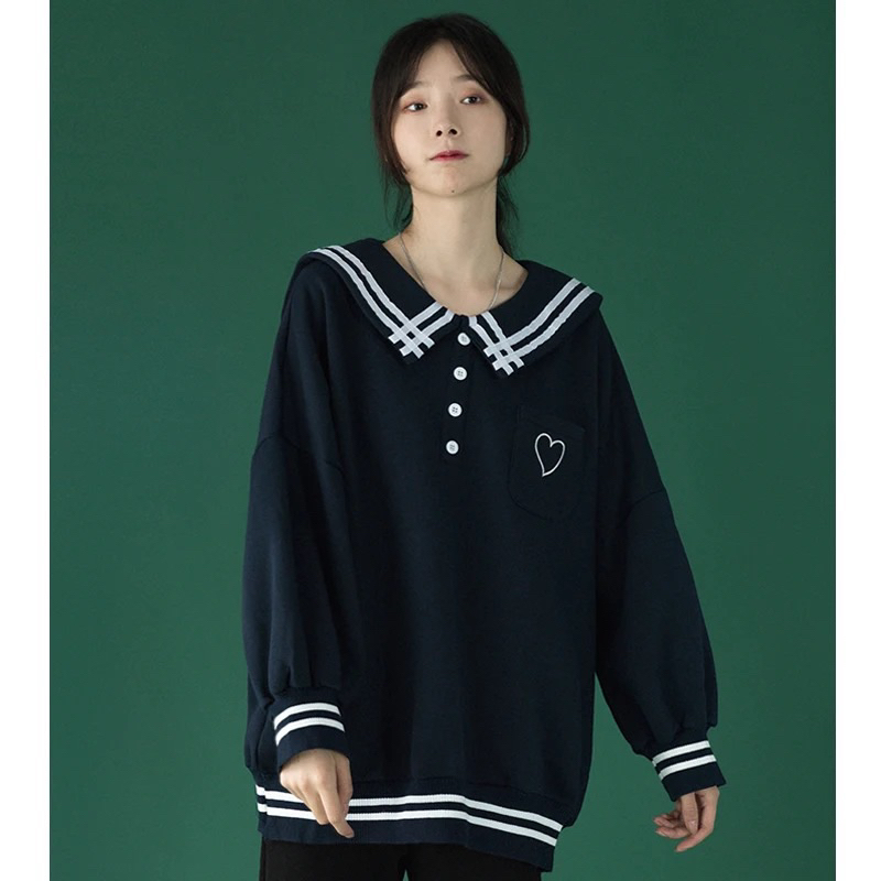 LOVE KERAH sweater korean styele wanita ukuran M L XL switer cewek kekinian