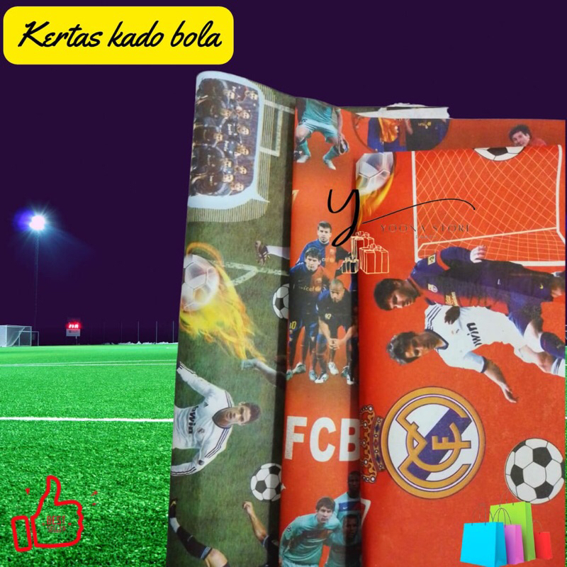 

( 10Pcs) Kertas Kado AL 1504 Sepak bola/ kertas Kado Random Barcelona / Realmadrid