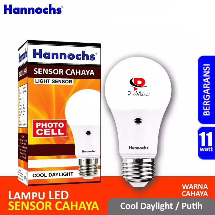 Hannochs Light Sensor Lampu LED 11 Watt Sensor Cahaya Putih Original