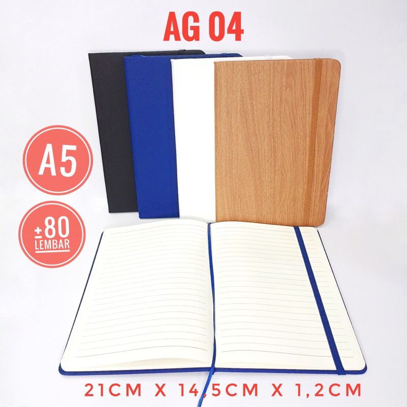AG 04 Agenda Kulit A5 / Buku Catatan / Notebook Kulit exclusive dapat di custom Logo Perusahaan