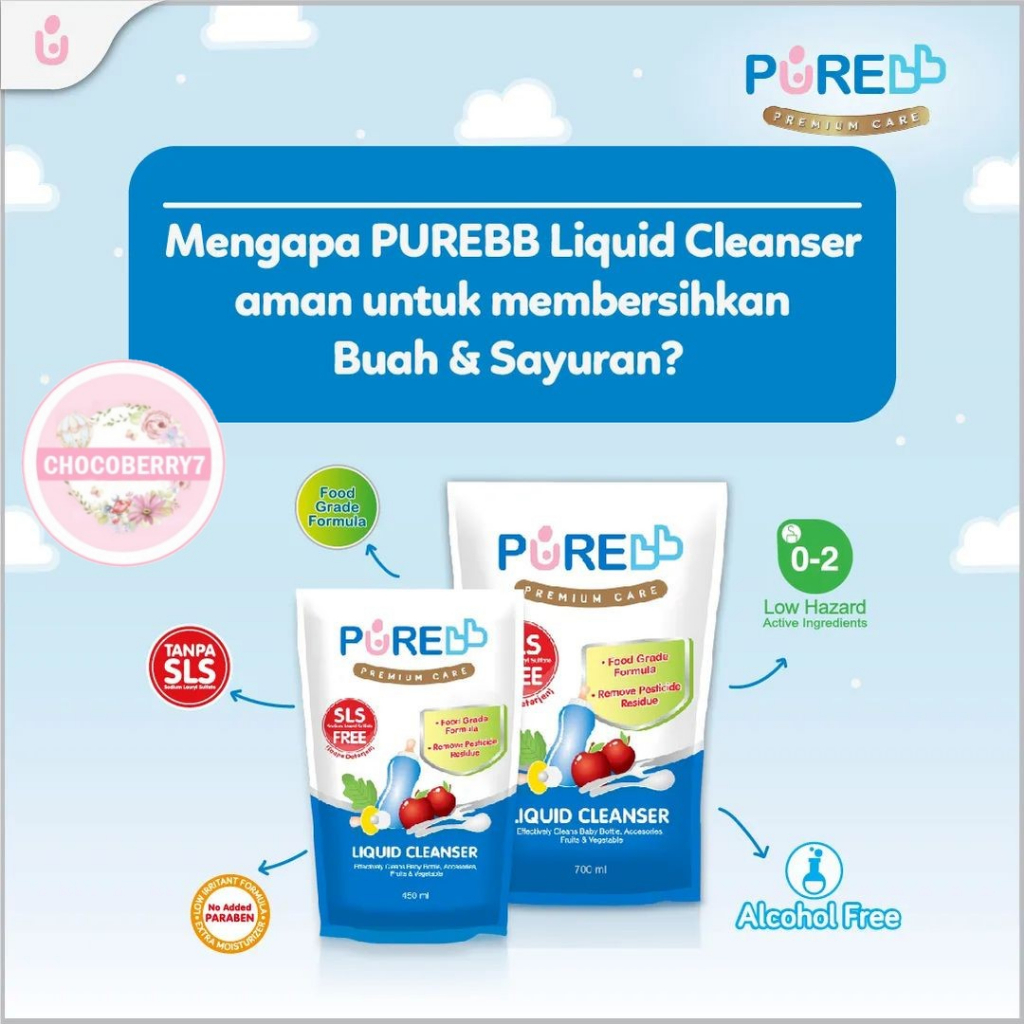 PureBB Liquid Cleanser 700ml BELI 2 GRATIS 1 Pure Baby Refill isi 3 Cairan Cuci Botol Bayi