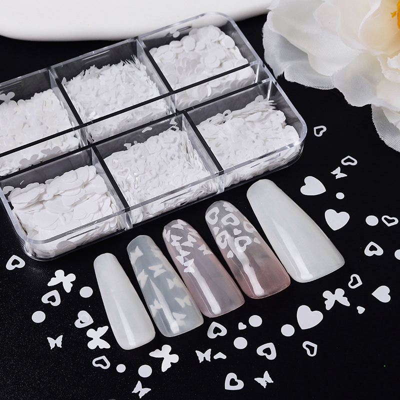 6 Grid / Box Sequin Bentuk Kupu-Kupu/Hati Untuk Nail Art Butterfly