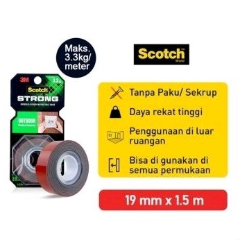 

Scotch 3M Double Tape 3M Outdoor 19mmx1,5meter 411-s19 Double tape 3M super kuat