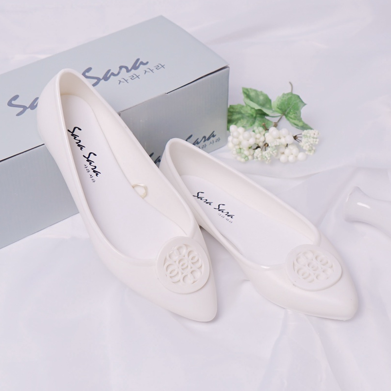 SARA SARA STORE - Flat Shoes GUCCI WHITE | sepatu kerja kantoran wanita executive warna putih | mule