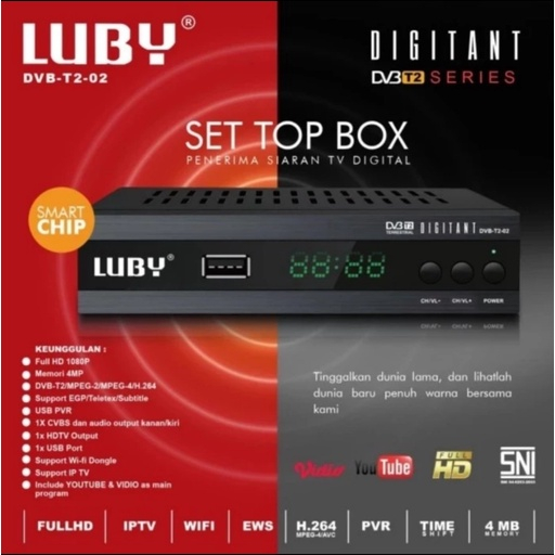 Set Top Box Luby DVB T2-02 Wifi - STB Luby T202 TV Analog ke Digital Receiver