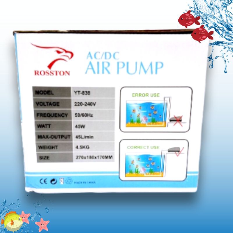 Promo murah pompa airpump aerator udara ACDC ROSSTON YT 838