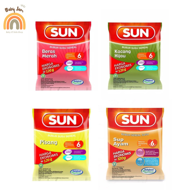 SUN EKONOMIS SACHET 120 GR / MPASI 6 BULAN / SUN EKONOMIS / BUBUR BAYI BERAS MERAH PISANG / SUN BERAS MERAH /  BUBUR BAYI 6 BULAN