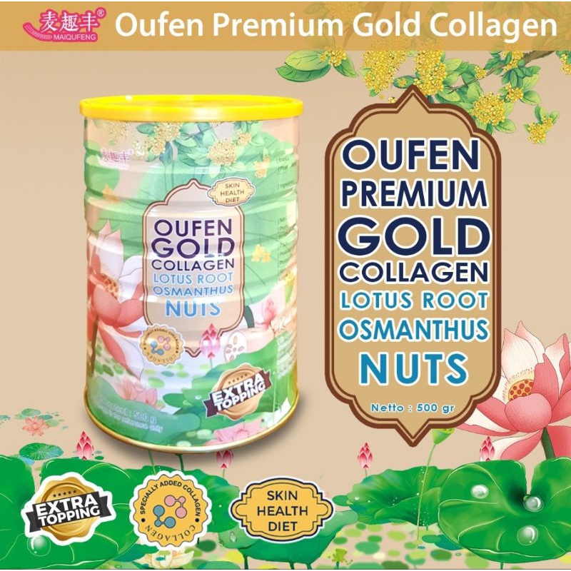 Oufen Lotus Root Powder PREMIUM GOLD COLLAGEN Bubuk Akar Teratai EXTRA TOPING &amp; COLLAGEN