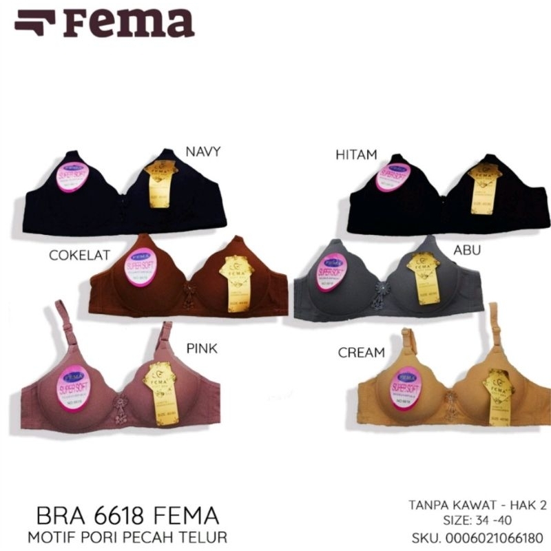 BRA BH FEMA Murah Tanpa Kawat SUPER SOFT 6618 PORI HAK2/BH FEMA NYAMAN DIPAKAI