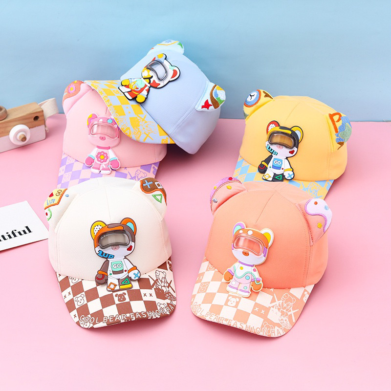 3-8 tahun Topi Baseball Anak Import Model Letter Inisial Colourful Astronot Bear