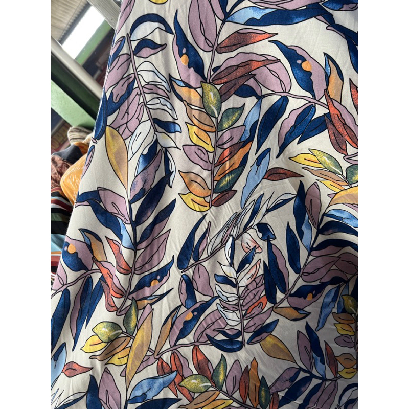 kain katun rayon viscose premium motif daun terbaru best seller
