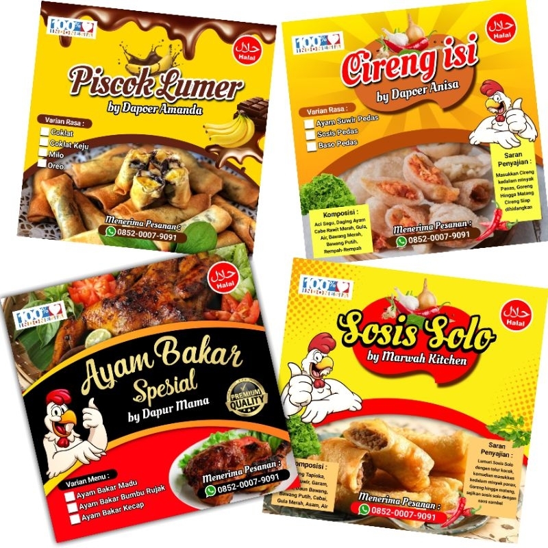 

( minimal order 100 pcs ) Stiker Frozen Food Stiker Snack Stiker Jajanan Stiker Pouch