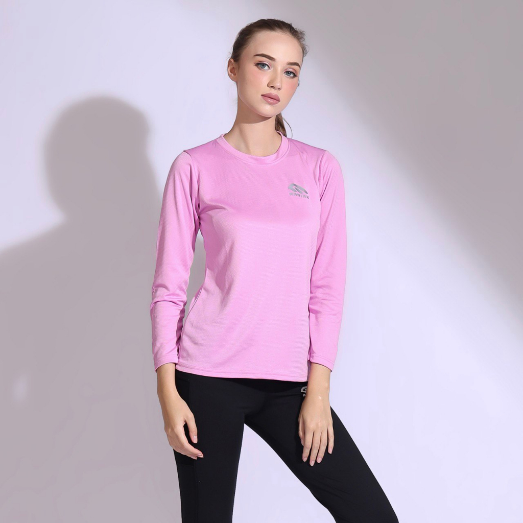 MANIAK Kaos Olahraga Lengan Panjang Wanita Bahan Poliester Cocok Untuk Olahraga Yoga Zumba (PMW L/S)