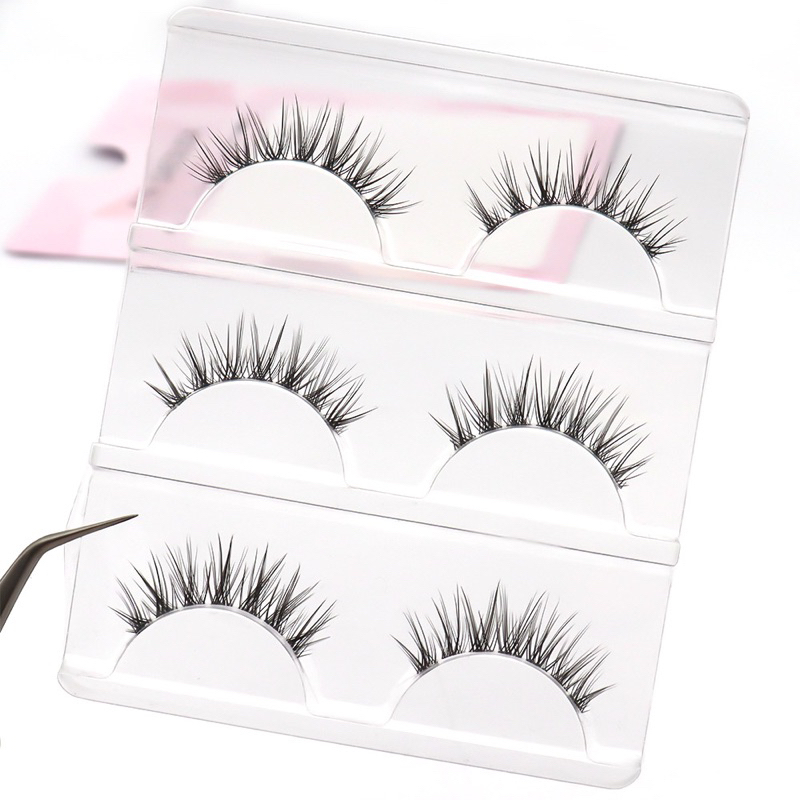 S05 - 3PASANG Air False Eyelashes Comic Eye Japanese Fake Eye Lashes Extension Clear Band Natural Nude Makeup Little Devil