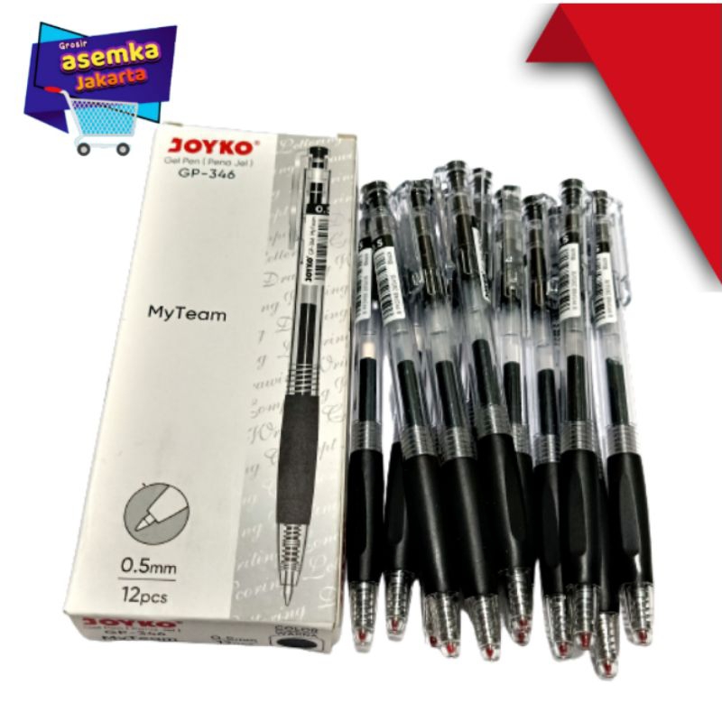 Bolpen Gel Pen Pulpen Pena Joyko GP-346 My Team 0.5 mm Isi 12pcs