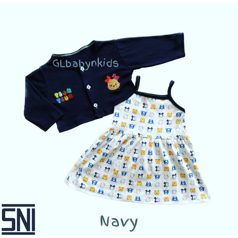 Cardigan + Dress Tanktop Tsum tsum LOL Bayi All Size 6-12 Bulan SNI [Ecer]