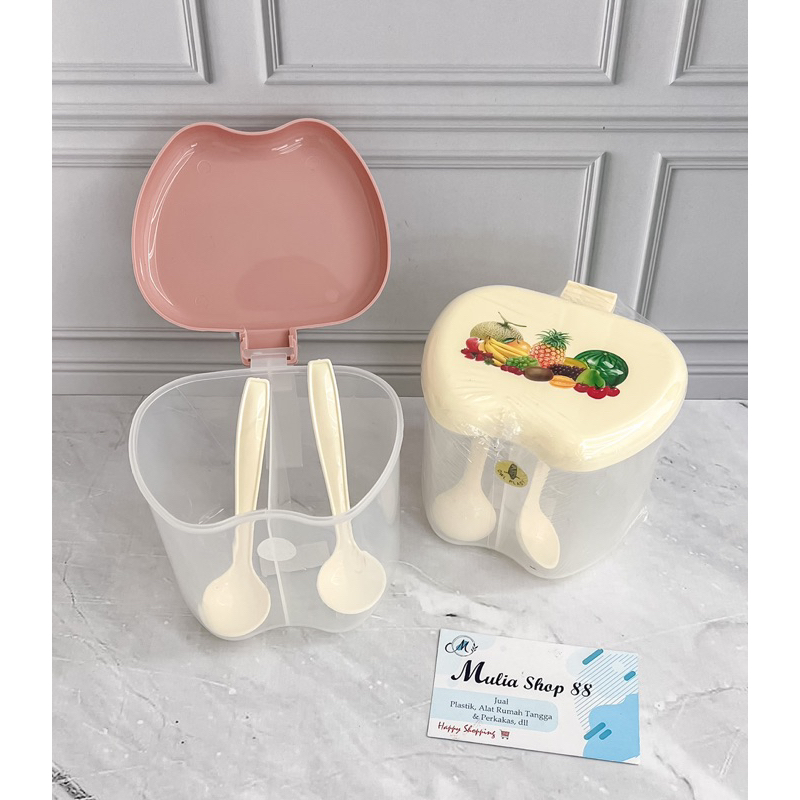 Murah  Apple Kitchen Pot Akp 604 / Wadah Bumbu / Tempat Bumbu 2 Sekat Merk Owl Plast
