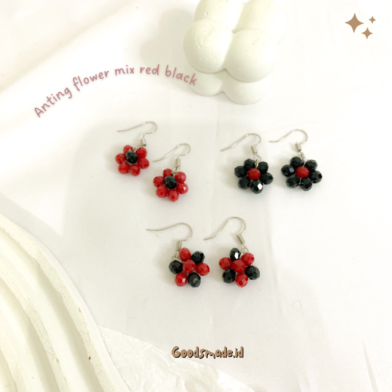 Anting flower mix red black