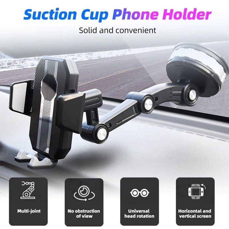 Holder hp mobil 4 in 1 NC61 Dudukan handphone universal original untuk pemasangan di dashboard kaca meja lemari bisa potrait landscape