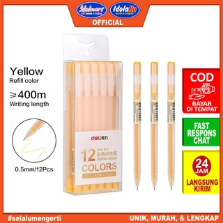 

IDOLMART Deli Pulpen Gel Pen A119 Kuning / Tip 0.5mm Panjang Penulisan Hingga 400m /pcs- Karawang
