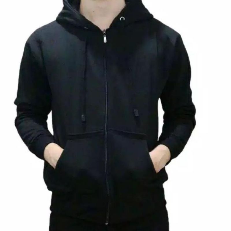 hoodie Zipper polos pria wanita