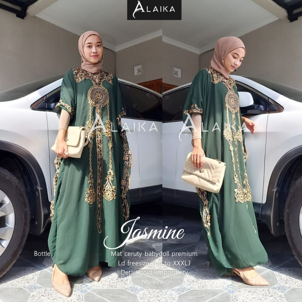 Jasmine Kaftan Bordir Jumbo Kaftan Lebaran Original Produk By Alaika