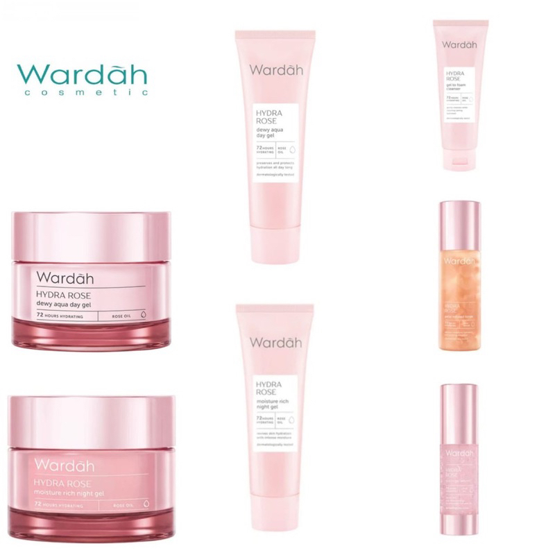 ORIGINAL Wardah Hydra Rose Skin Care Set Lengkap Sabun Krim Siang Malam Toner Serum Foam Cleanser