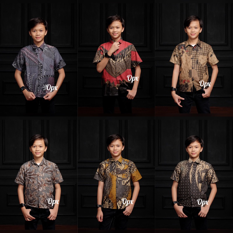 Baju Batik Anak Laki Laki Umur 2-15Tahun Terbaru / Atasan Hem Kemeja Lengan Pendek Anak Cowok Murah