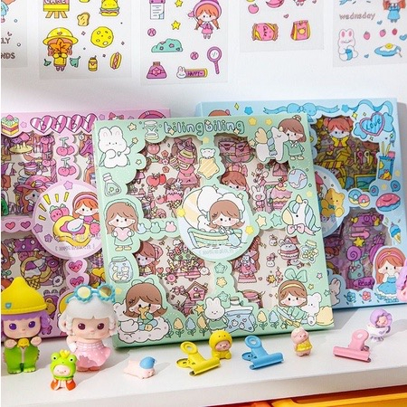 

100pcs Sticker Waterproof I Stiker Botol Minum Viral l Daily Journal Sticker I Sticker Motif Kartun Korea Anti Air Dekorasi Scarpbook DIY